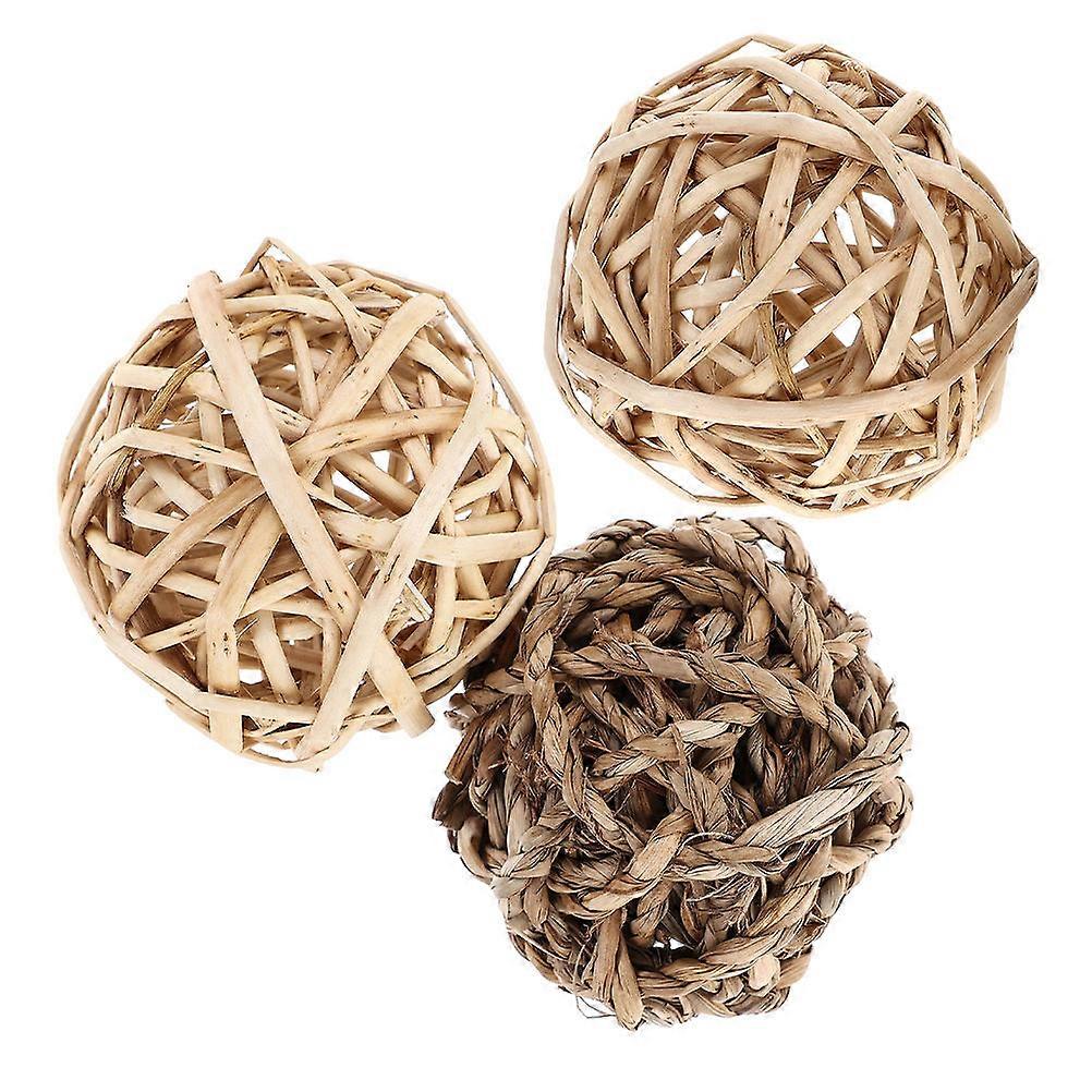 Natural Pet Toys Rattan Ball Chew Toys for Rabbits 9Pcs