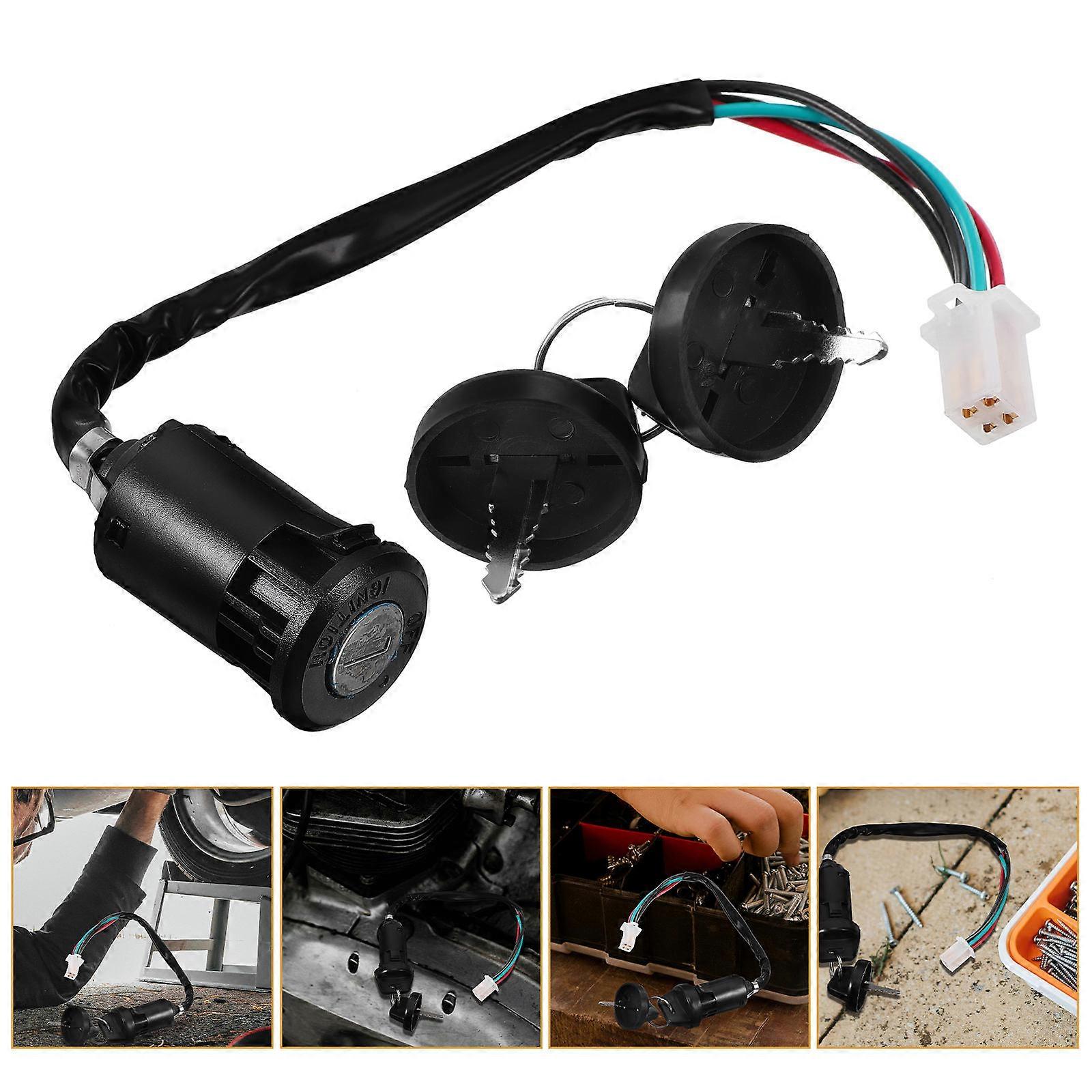 Atv Ignition Switch with Key 2Pcs Motorcycle Ignition Start Switch Accessory