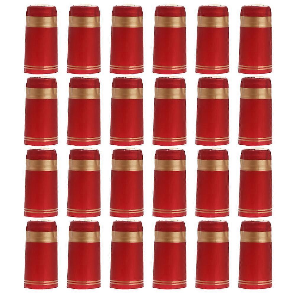 100 Pcs Sealing Shrink Caps Heat Shrink PVC Red For Banquet and Party Use