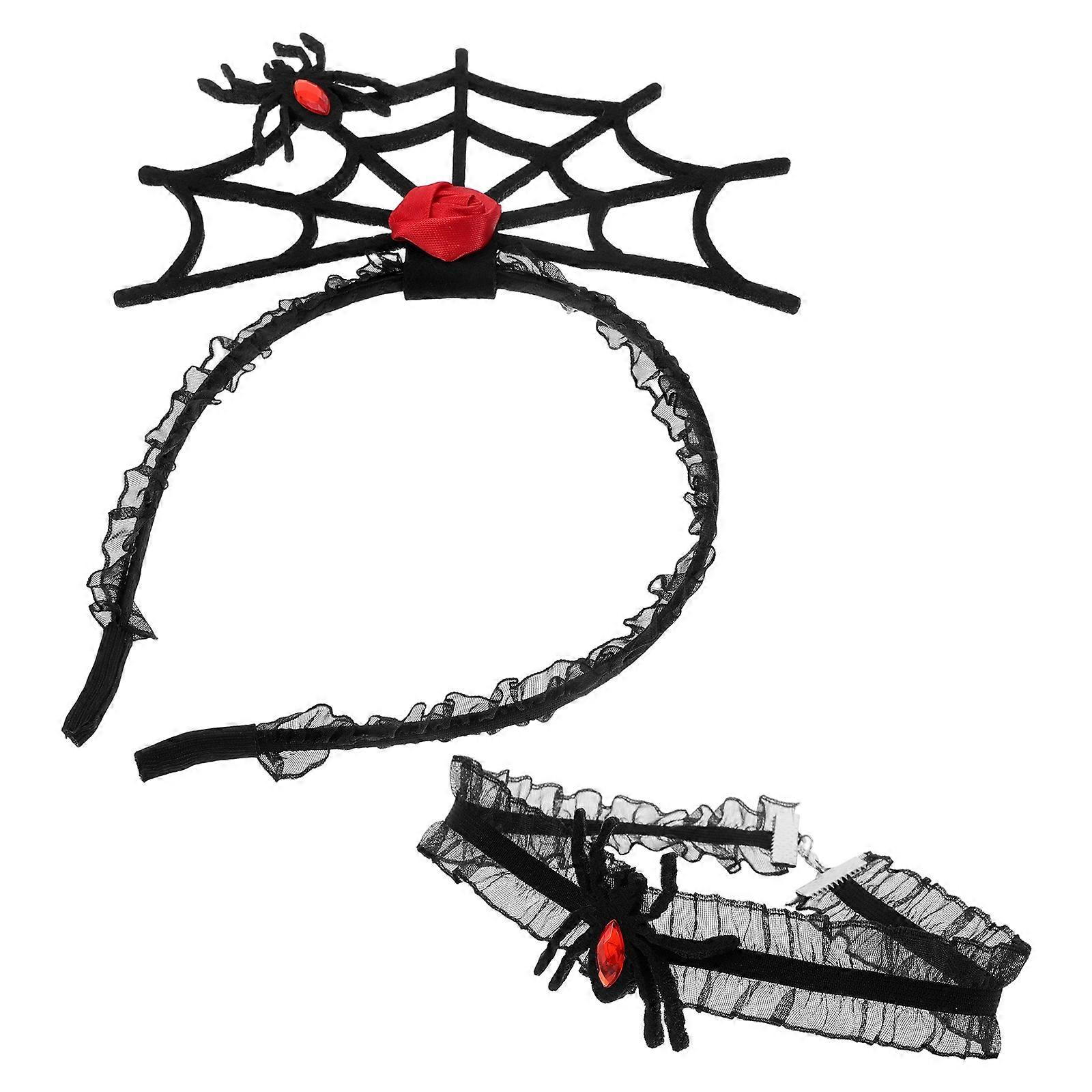 Spooky Halloween Headband with Spider and Choker in 3Sets