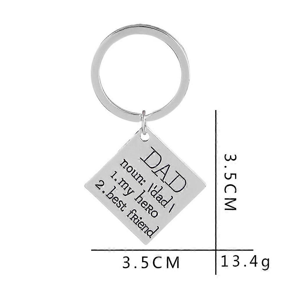Keychain Metal Square Pendant Key Chain for Gifting 2Pcs Silver