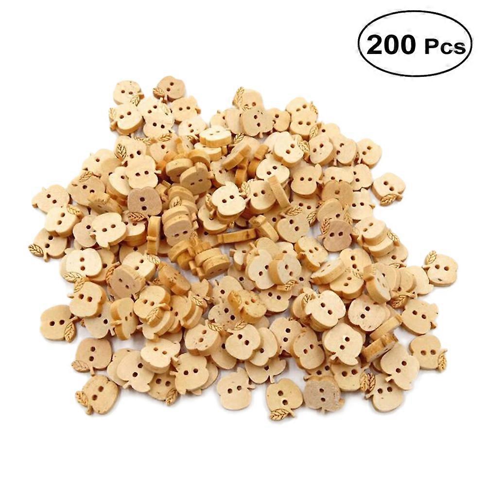 200Pcs Environmentally Friendly Wooden Buttons Light Brown Crafting Essentials Suitable For Various DIY Projects