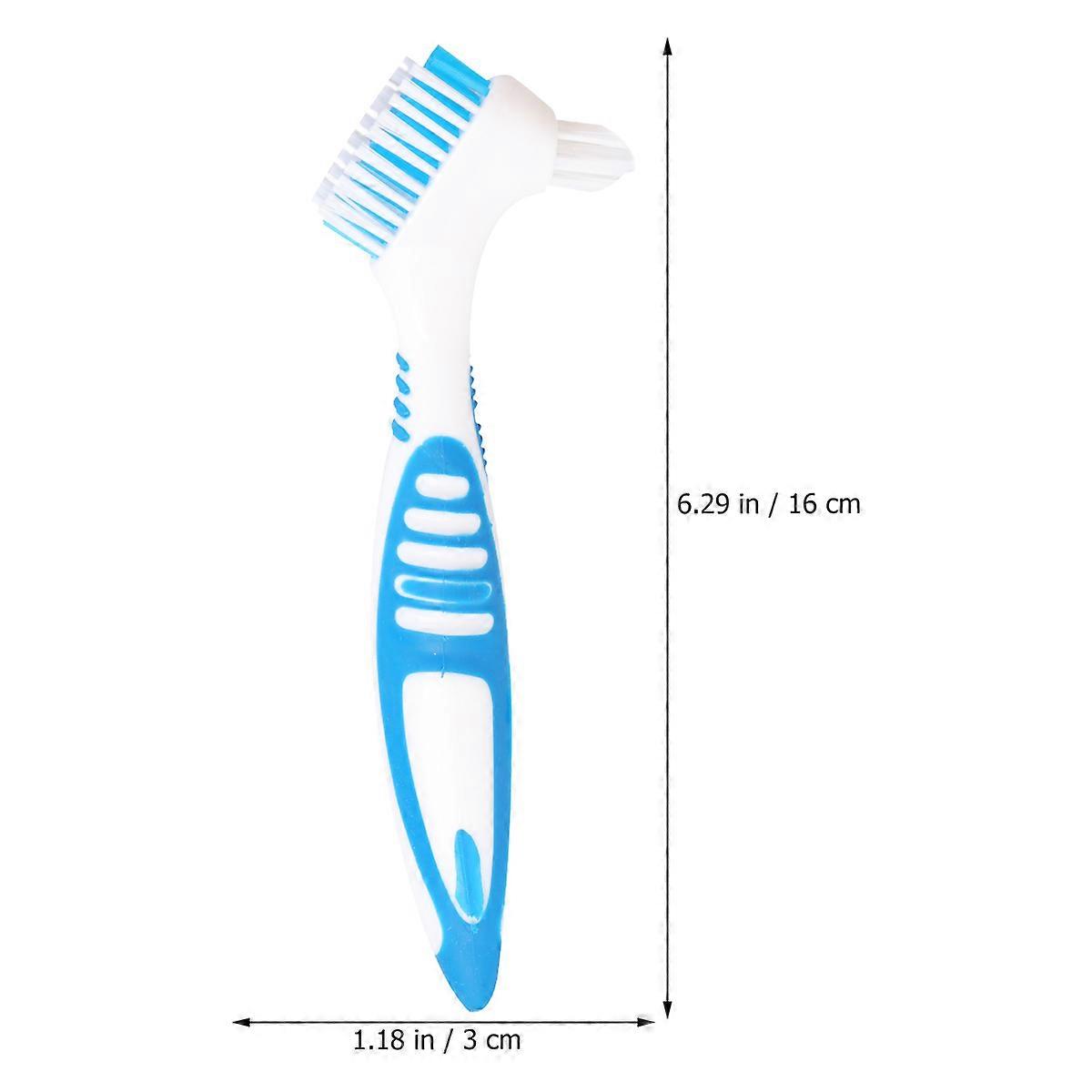 False Teeth Cleaner Blue for Cleaning Use 1Pcs Double Head Denture Brush