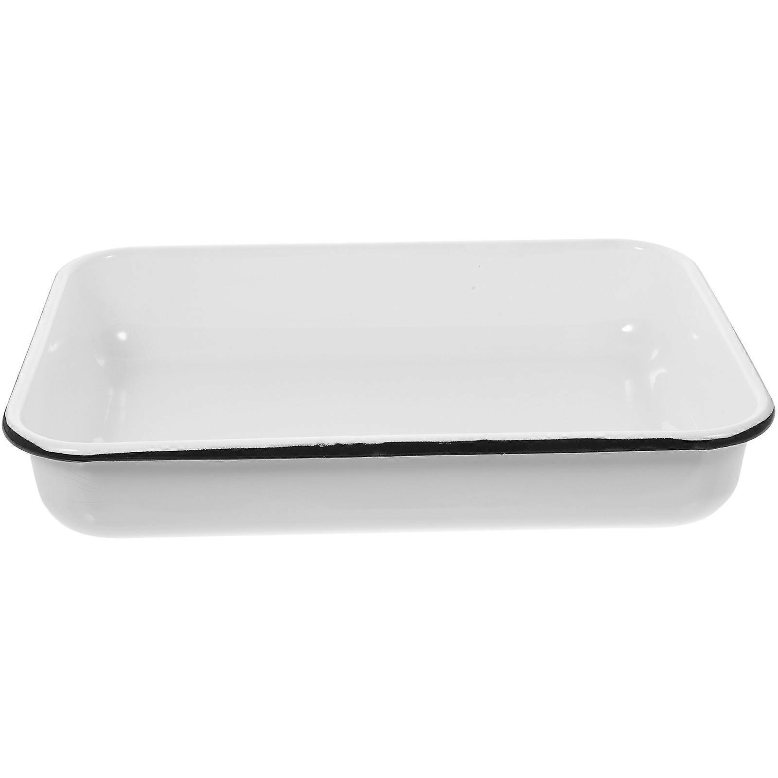 Multifunctional Storage Tray 4Pcs Enamel Baking Pan Suitable For Professional Chefs Restaurants With Easy To Clean Feature