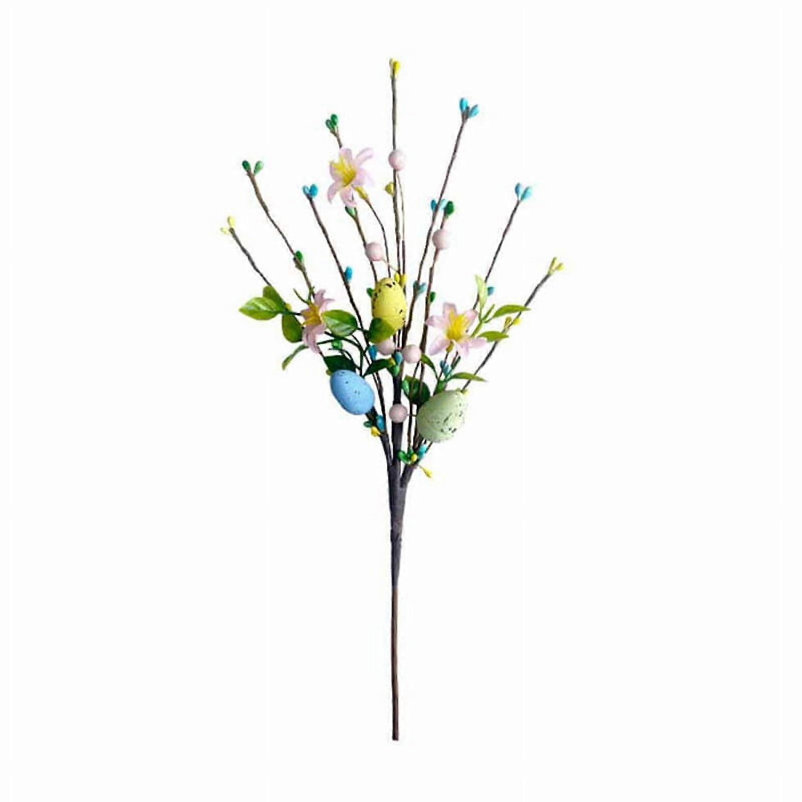 Artificial Easter Vine with Pastel Easter Eggs and Berries- Decorative Spring Floral Stems-Easter Egg Branches D