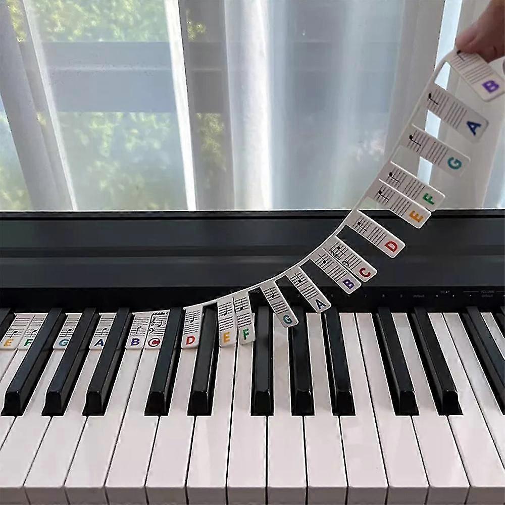Removable Piano Keyboard Note Labels Reusable Silicone 88 Keys Piano Notes Guide Stickers