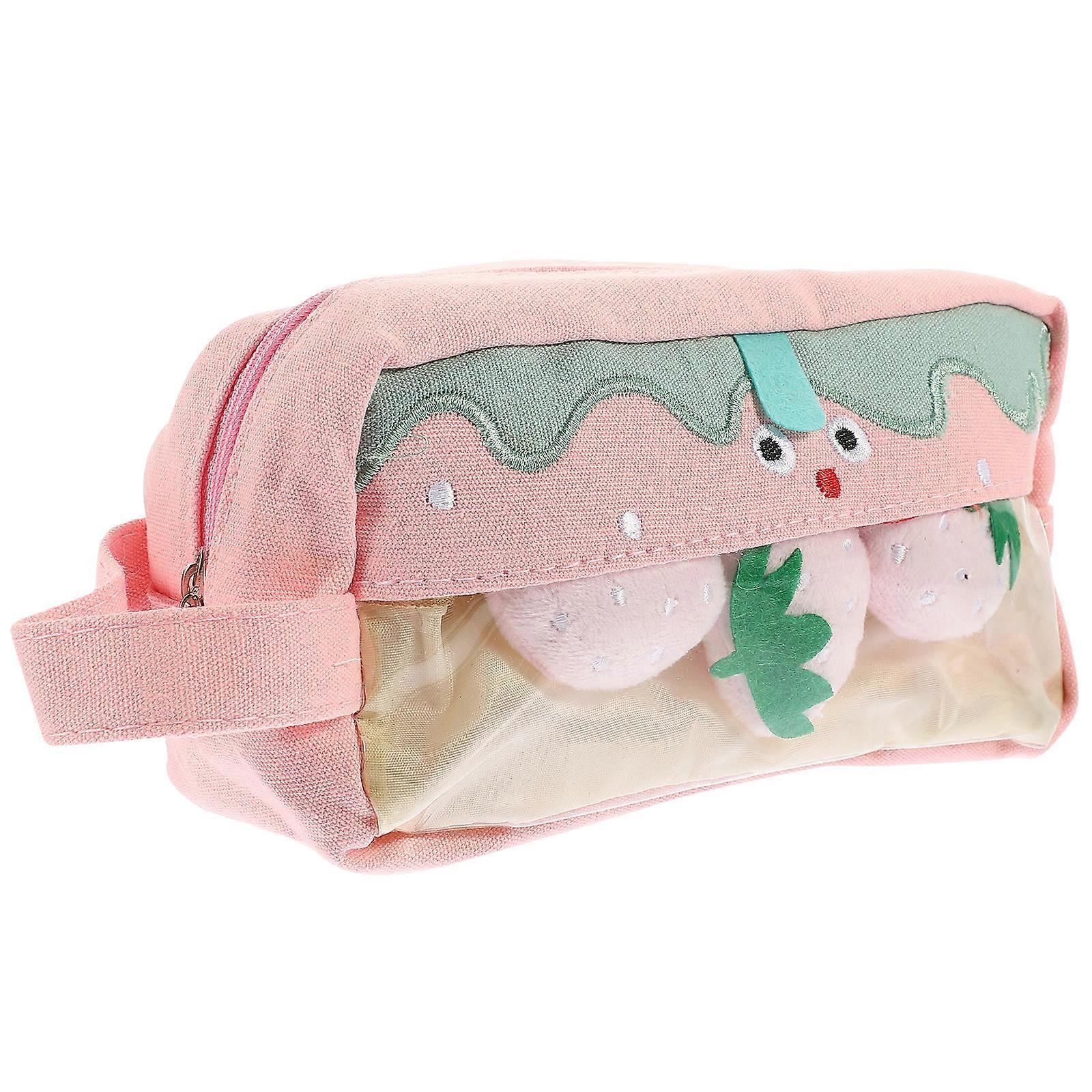 Stylish Rectangular Pencil Bag Designed For Organization Of Stationery In Pink With Convenient Carry Functionality 5Pcs