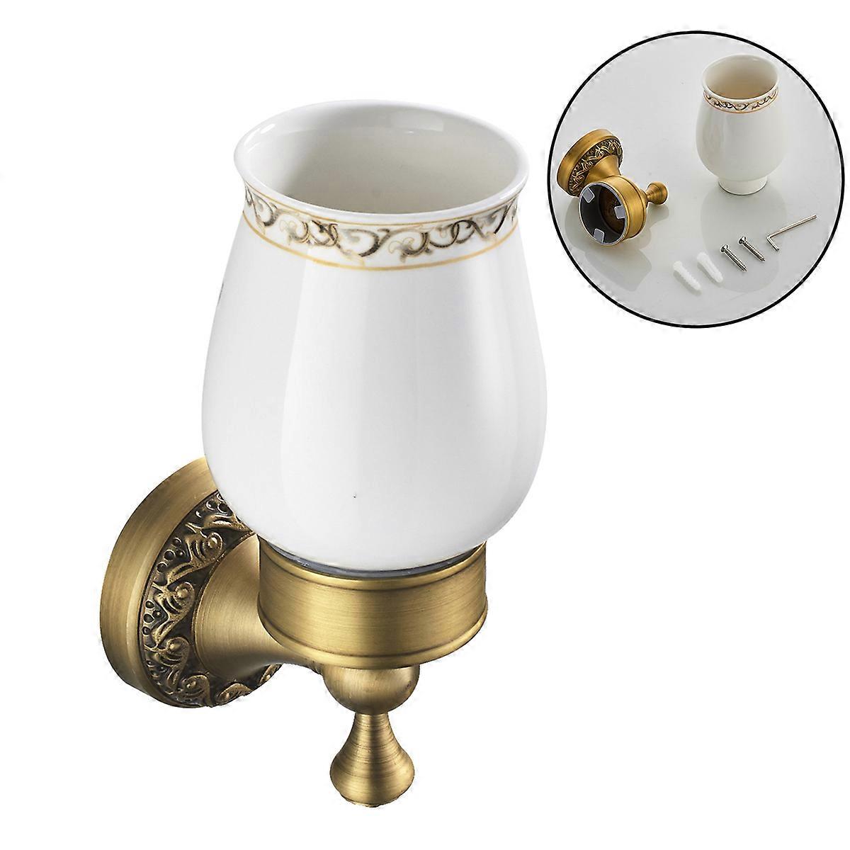 Antique Copper Cup Holder 2Pcs Wall Mount Toothbrush Tumbler Rack For With Rust Free Functionality