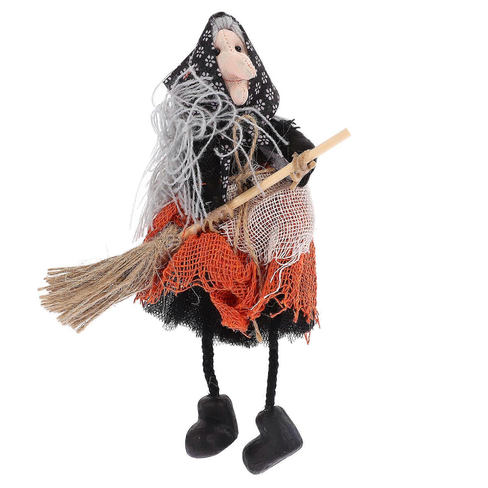 Halloween Hanging Witch Doll Decor for Festive Use 2Pcs Orange