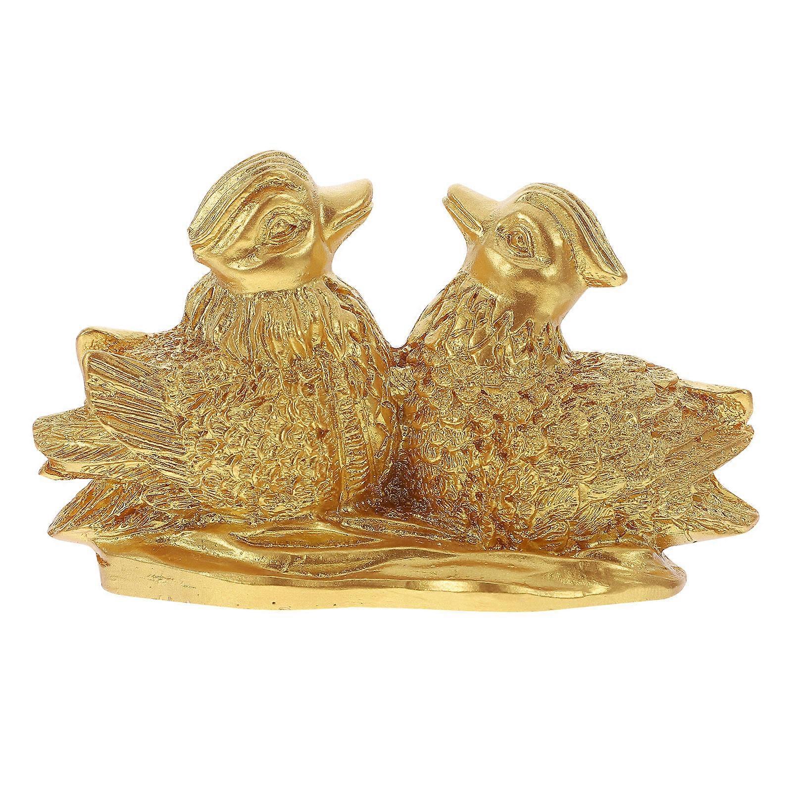Golden Ducks Statue for Wedding Gift Home Decoration 2Pcs Set