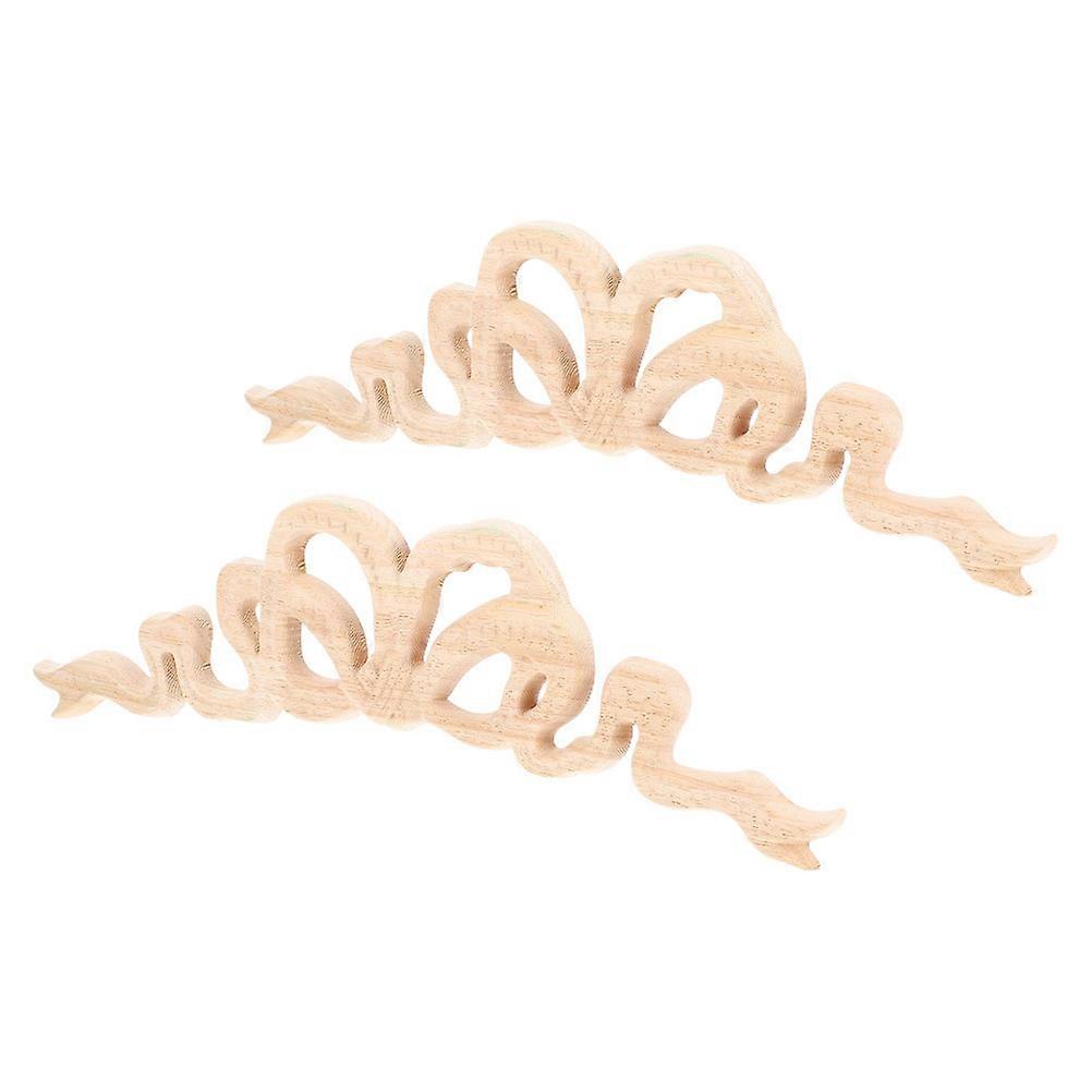 Decorative Wooden Appliques For Furniture Enhancement 4 Pcs Rectangular Khaki Color European Style Carving For DIY Projects