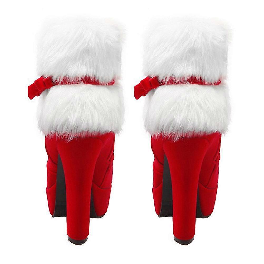 Christmas Boot Shoes High Heel Platform Plush Ankle 2Pcs