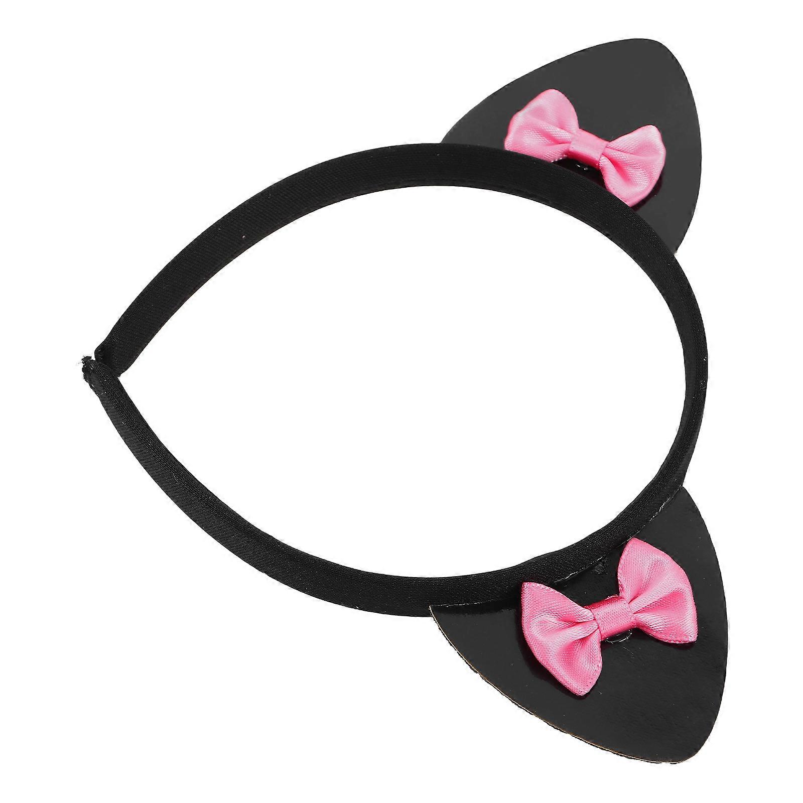 Cute Cat Ears Headband Bowknot Design Soft Fabric Stage Performance Accessory 1Set