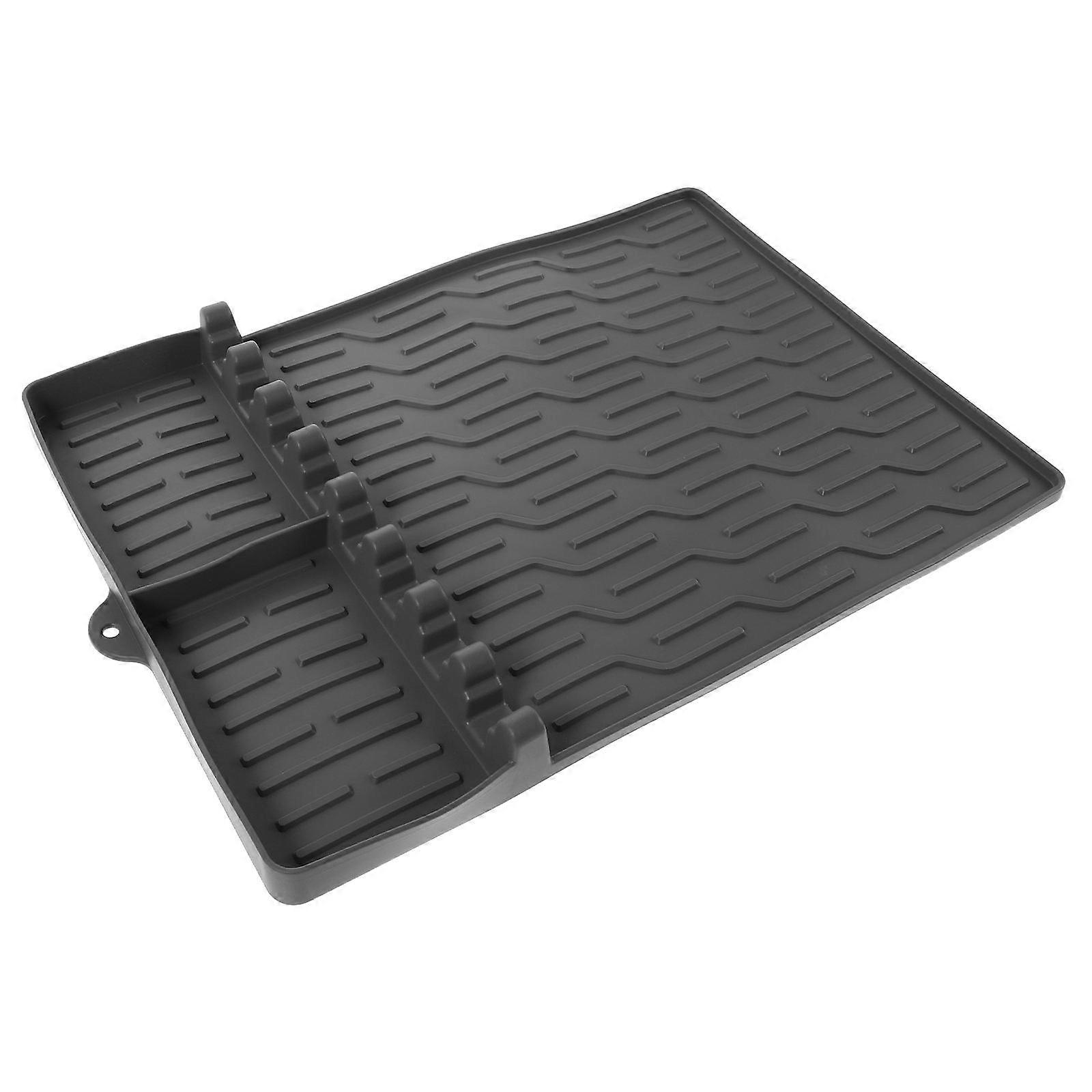 Heat Resistant Silicone Grill Mat Bbq Utensil Rest Protective Side Shelf Pad Grey