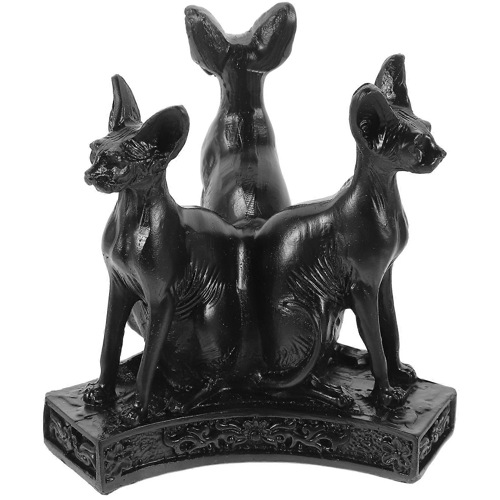 Black Resin Cat Statue for Crystal Ball Display 4Pcs