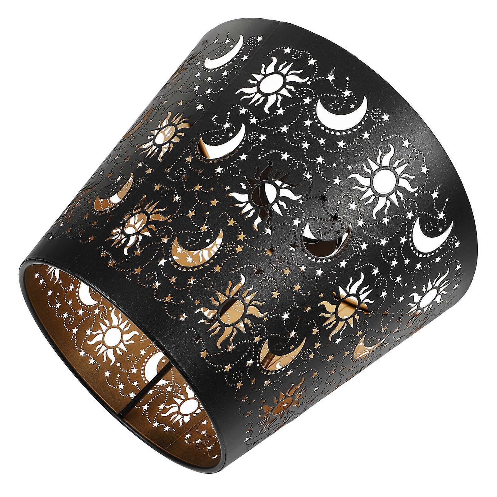 Nightstand Lampshade Iron Lampshade For Kitchen Corridor Simple Style Circular Gold 19.00X19.00X15.00CM Projection Effect 1Pcs
