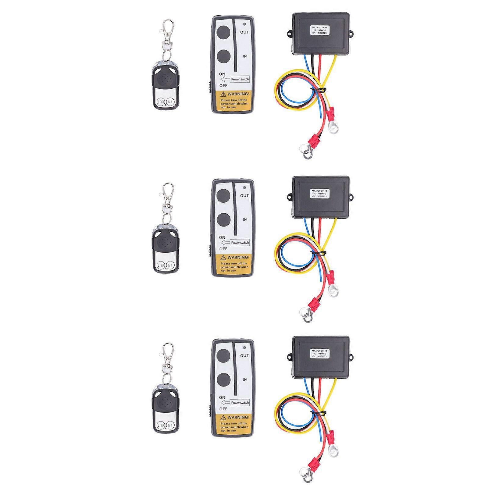 3 Pcs Universal Wireless Winch Remote Control Electric Winch Controller with 3 Receiver 3 Remote Key