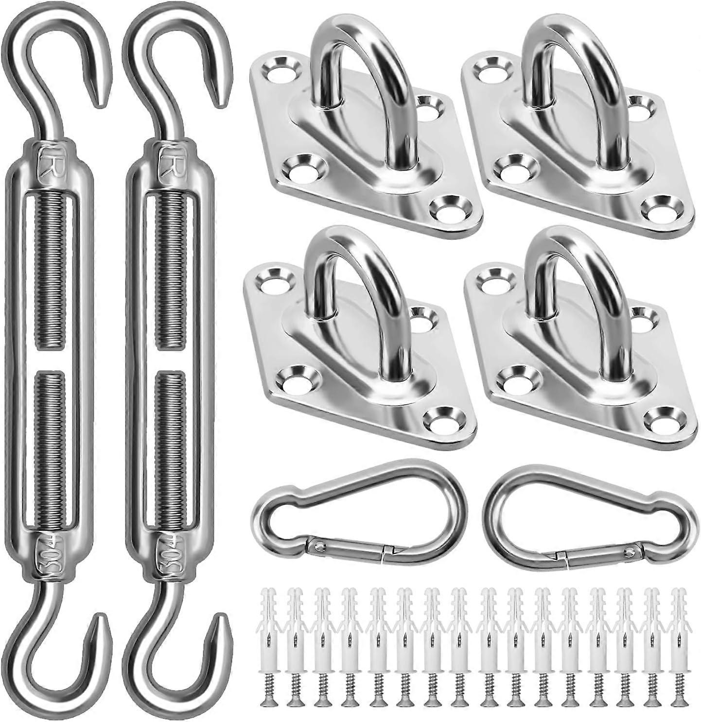 Sun Shade Sail Hardware Kit, 5" 304 Stainless Steel, Compatible with Rectangle & Triangle Shade Sails, Heavy Duty Fixing Accessories