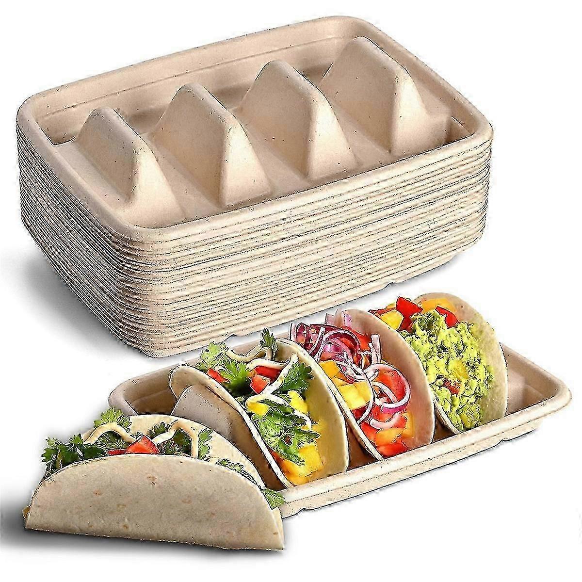 24-Piece Disposable Taco Holders with Dividers - Perfect for Fiesta Parties and Easy Cleanup