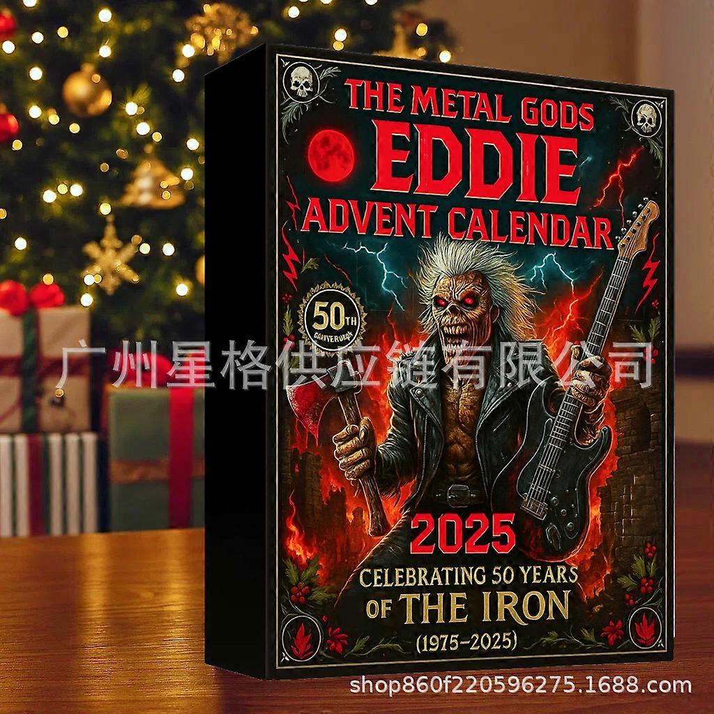 Calendar de Advent Eddie cu 24 de zile * 2025, numărătoare inversă de Crăciun, calendar Heavy Metal