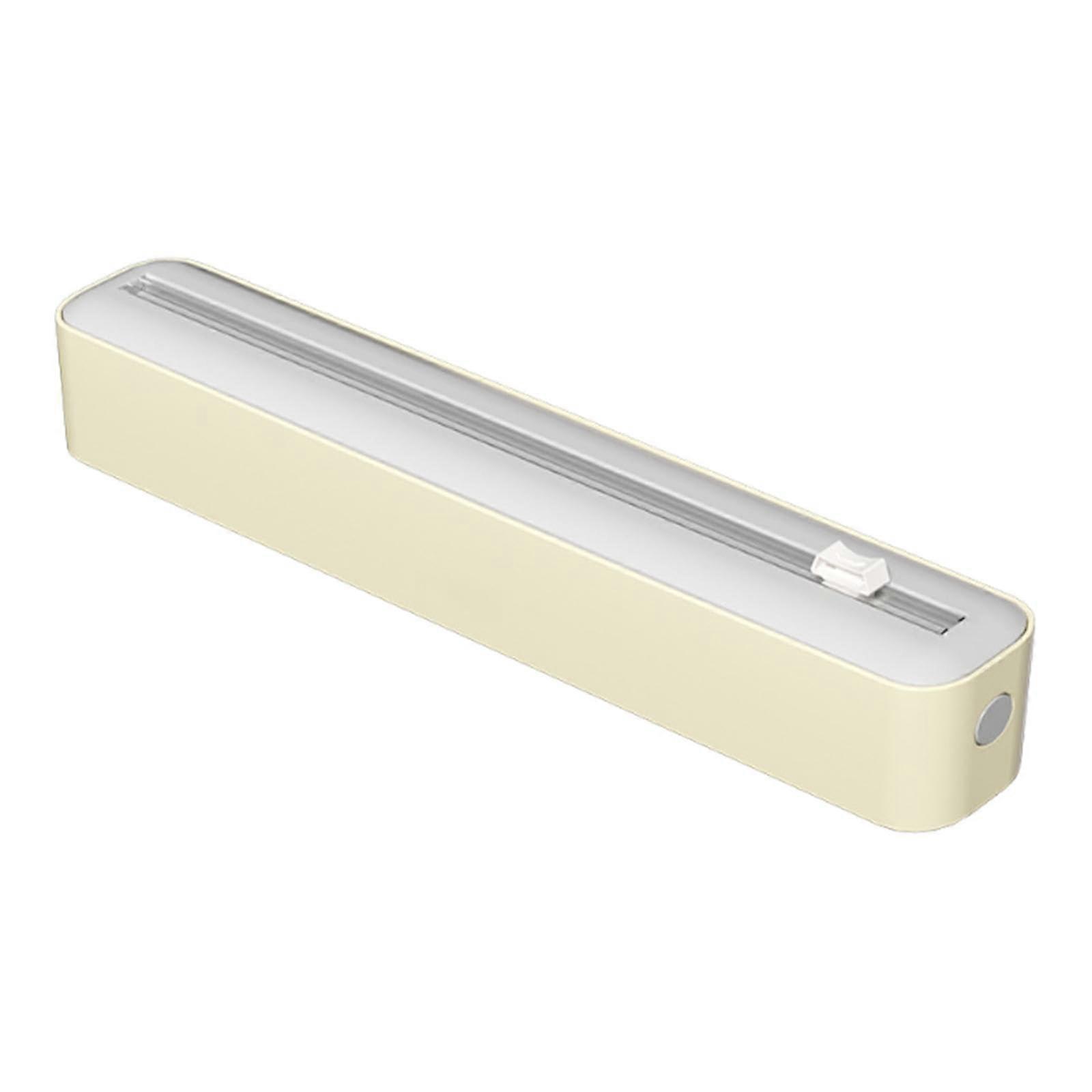 Food Wrap Dispenser, Grey Plastic Cling Film Holder for Kitchen and Office Desk, Compact Design, Easy to Use
