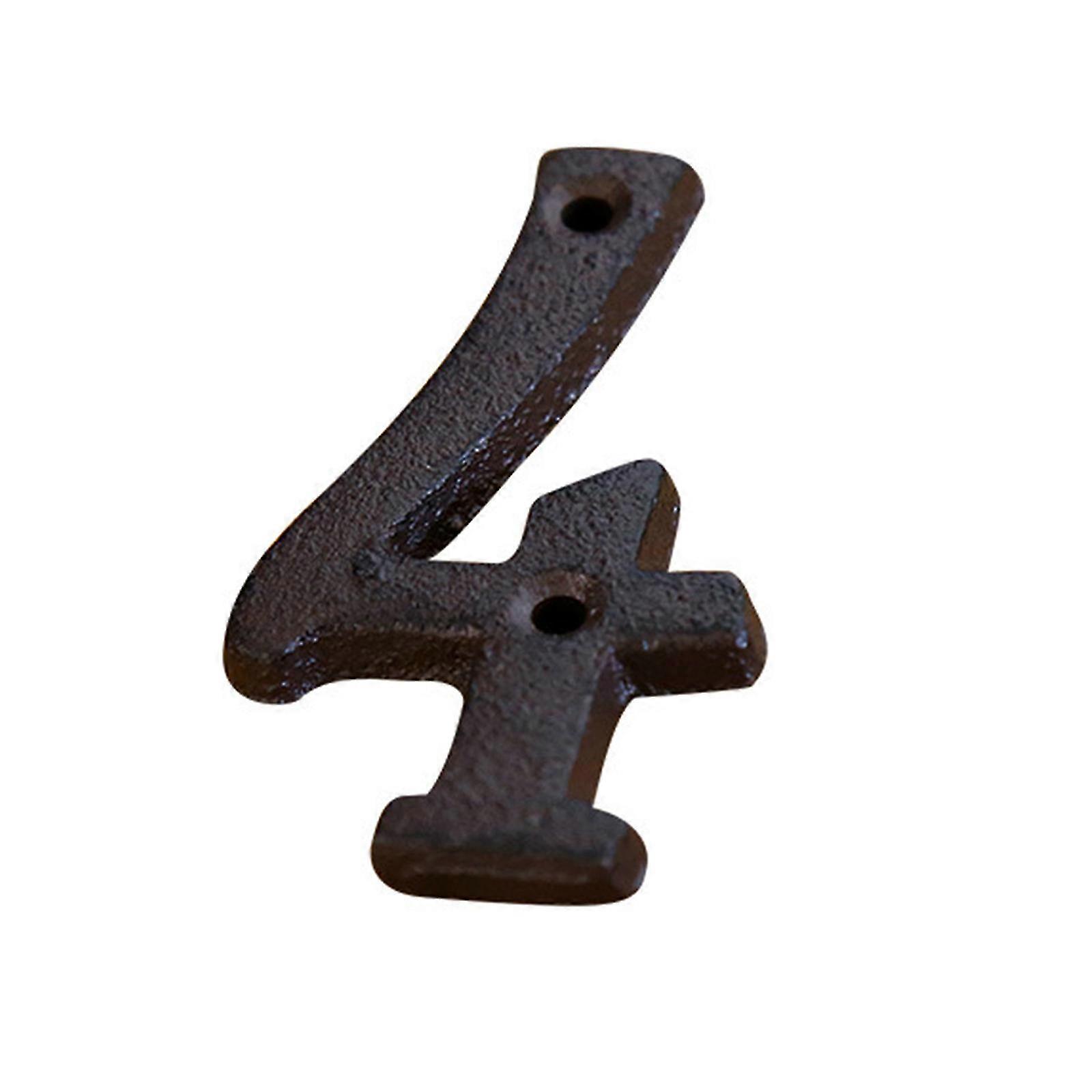 3 Inch House Number, Home Address Number, Vintage Cast Iron Home Number Metal Gate Mailbox Number, Matching Screws Included, Black Number 4 26s