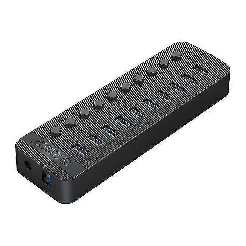 ORICO CT2U3-10AB-BK 10 In 1 Plastic Stripes Multi-Port USB HUB with Individual Switches(Black)