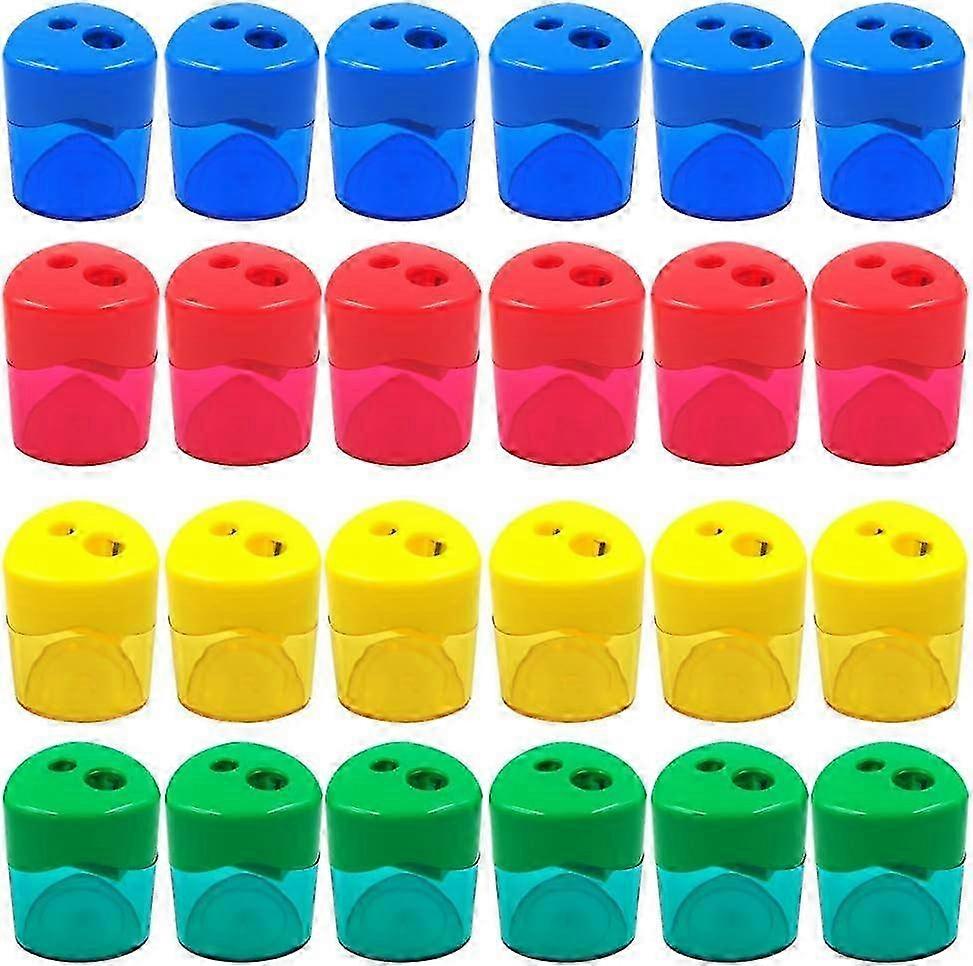 25-26 Button Release Manual Pencil Sharpener, Precision-Honed Steel Blade Double Hole Design for Art Projects, School, Office, Home, Portabl