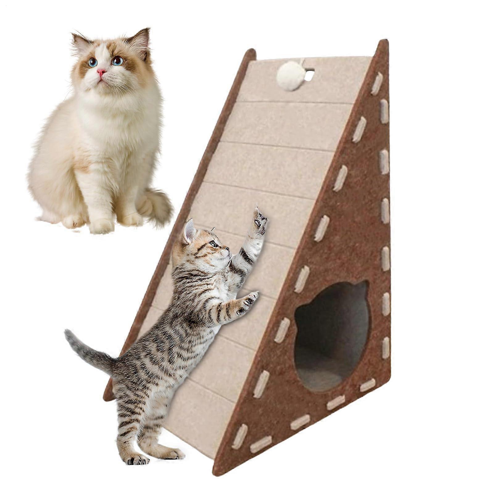 Cat Scratching Mat Vertical Integrated Scratching Pad Triangular Kitten Felt Bed NonShedding Climbing Mat Indoor Outdoor