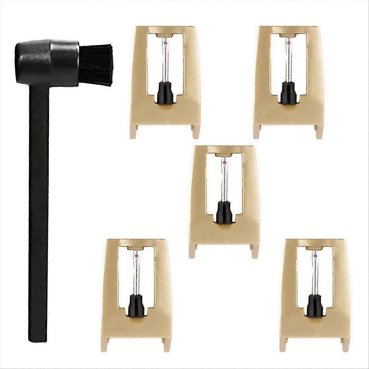 5Pcs Record Player Needles Replacement with Cleaning Brush Kit