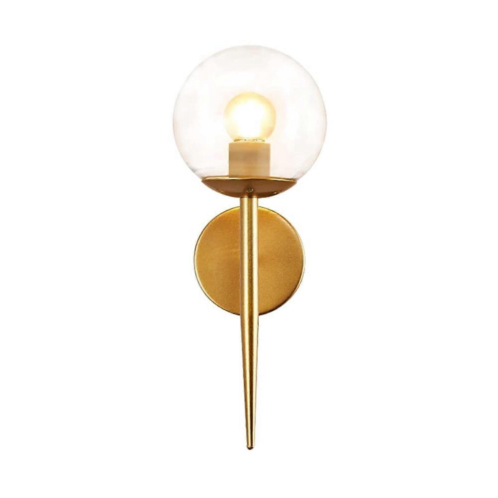 Wall Lamp Conical Metal Wall Light With Glass Ball Shade, E27 Socket Candlestick Sconce,  Design