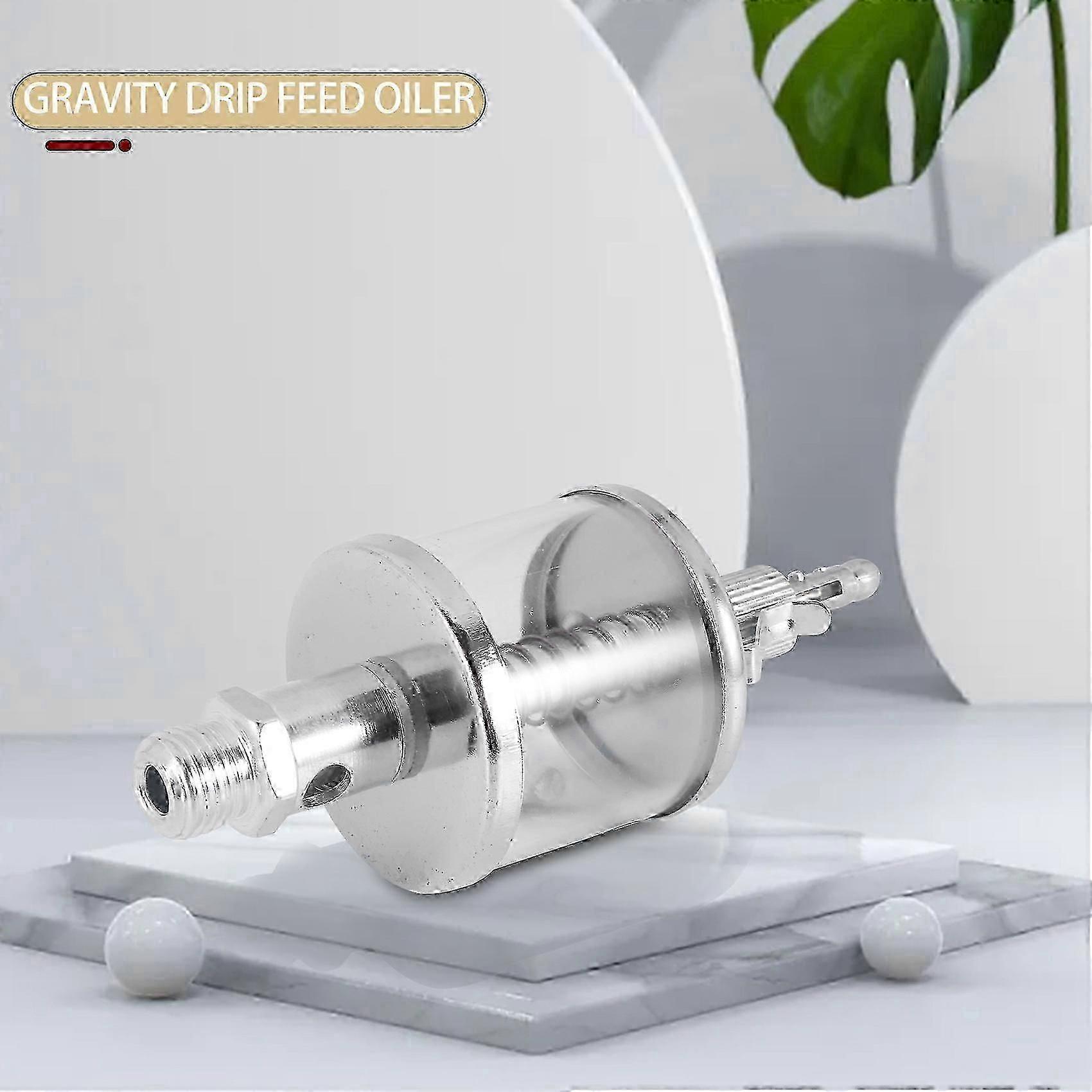 50mL Engine Machine Lubricator Oil Drip Feed Oiler Clear+Silver Drip Feed Oiler