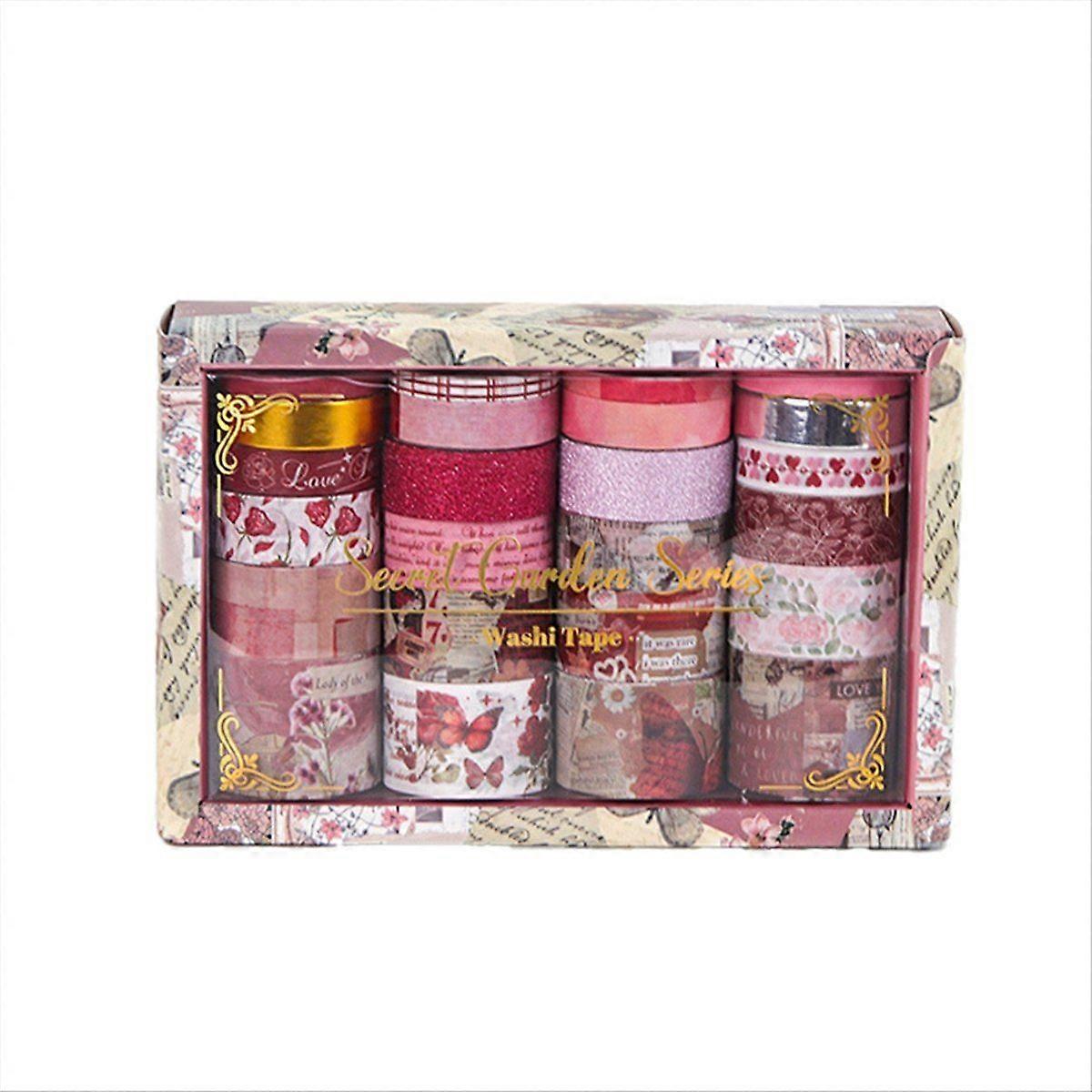 24 Rolls Retro Washi Tapes for Scrapbooking, Decorative Adhesive Masking Tape Set for Diary and Sch