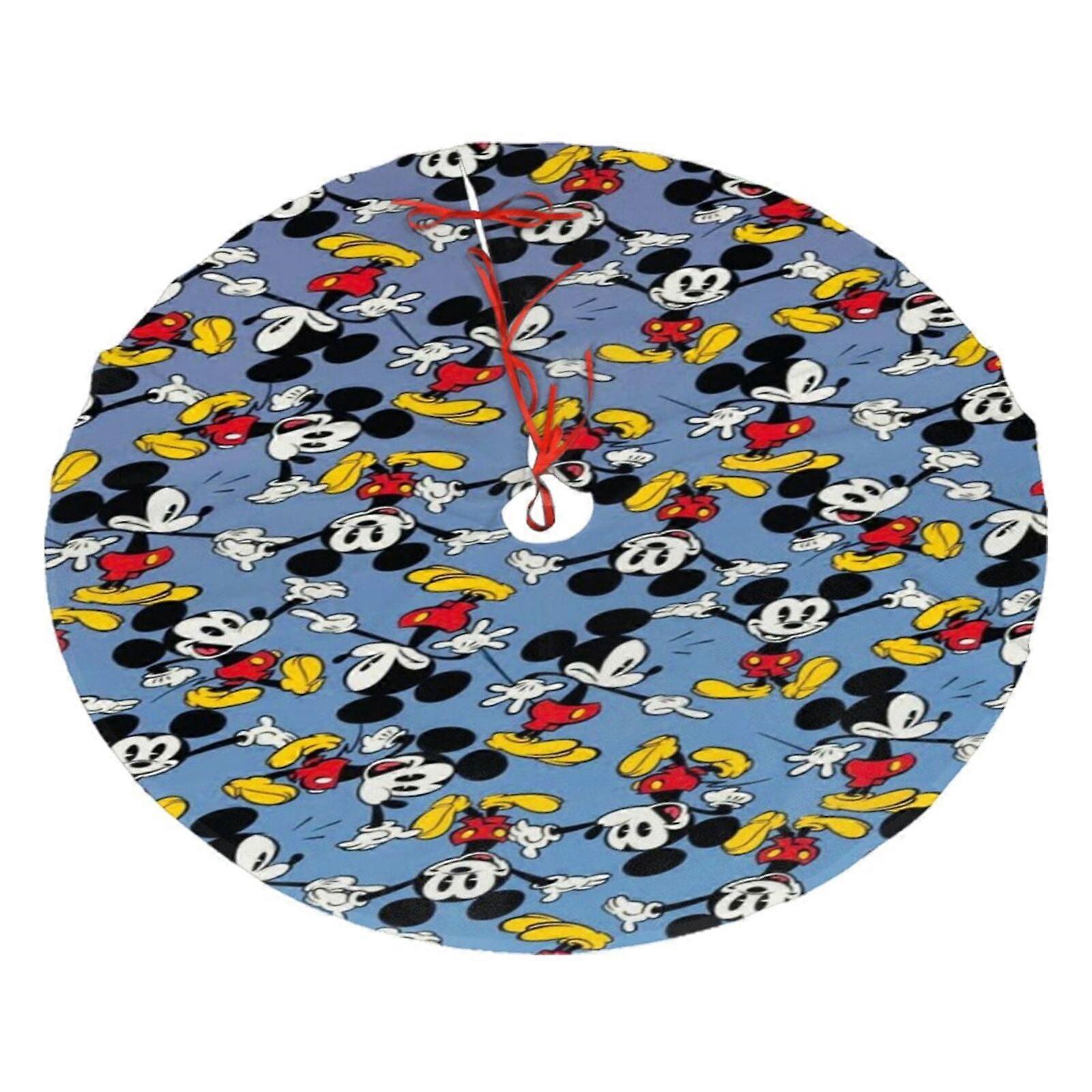 Mickey Mouse Christmas Tree Skirt, Soft And Funny Merry Christmas Tree Collar Farmhouse Xmas Holiday Decoration 48"