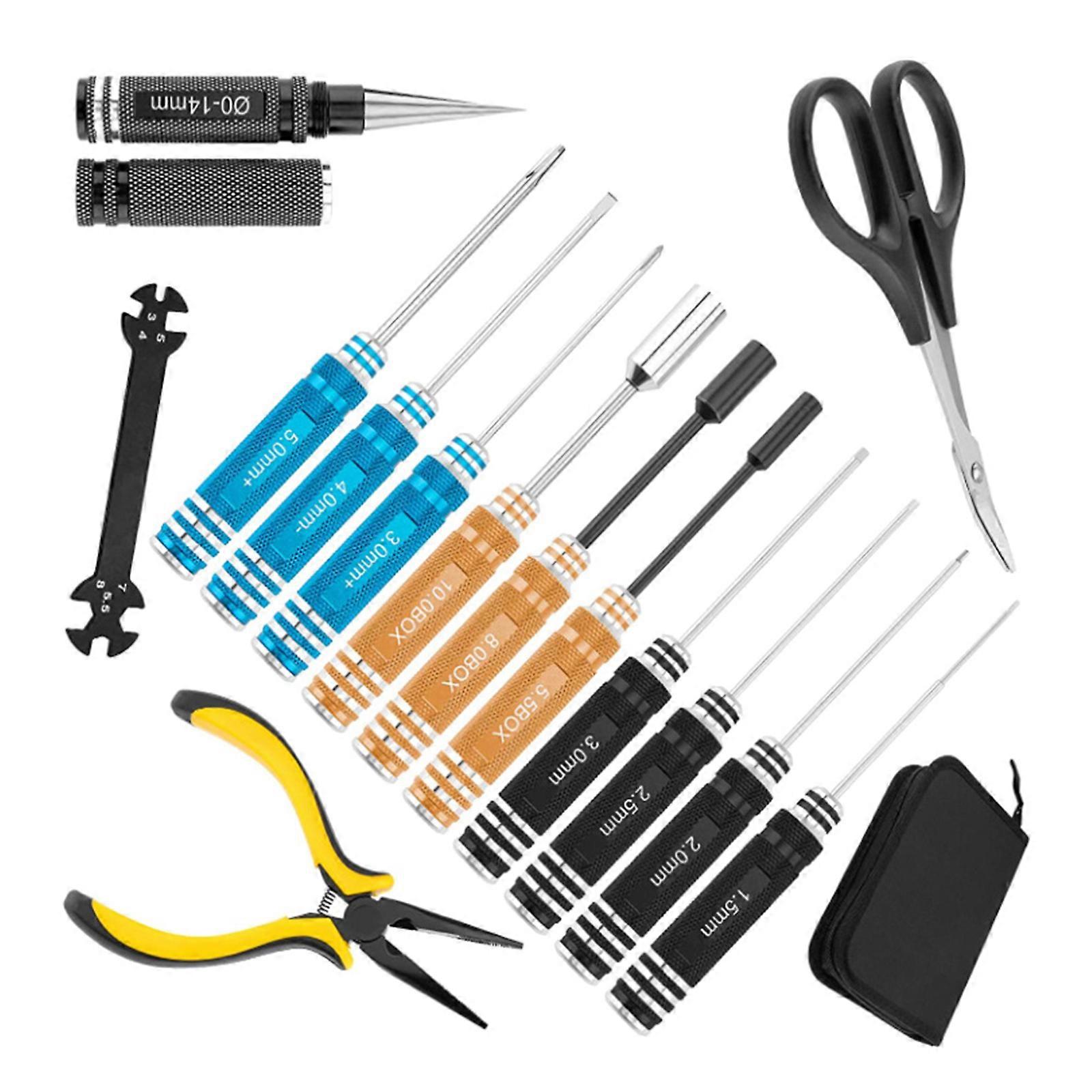 14Pcs Multicolor Alloy Steel Hexagonal Screwdriver Model Maintenance Tool For Car Model Car Repair With Convenient Storage Case Multicolor