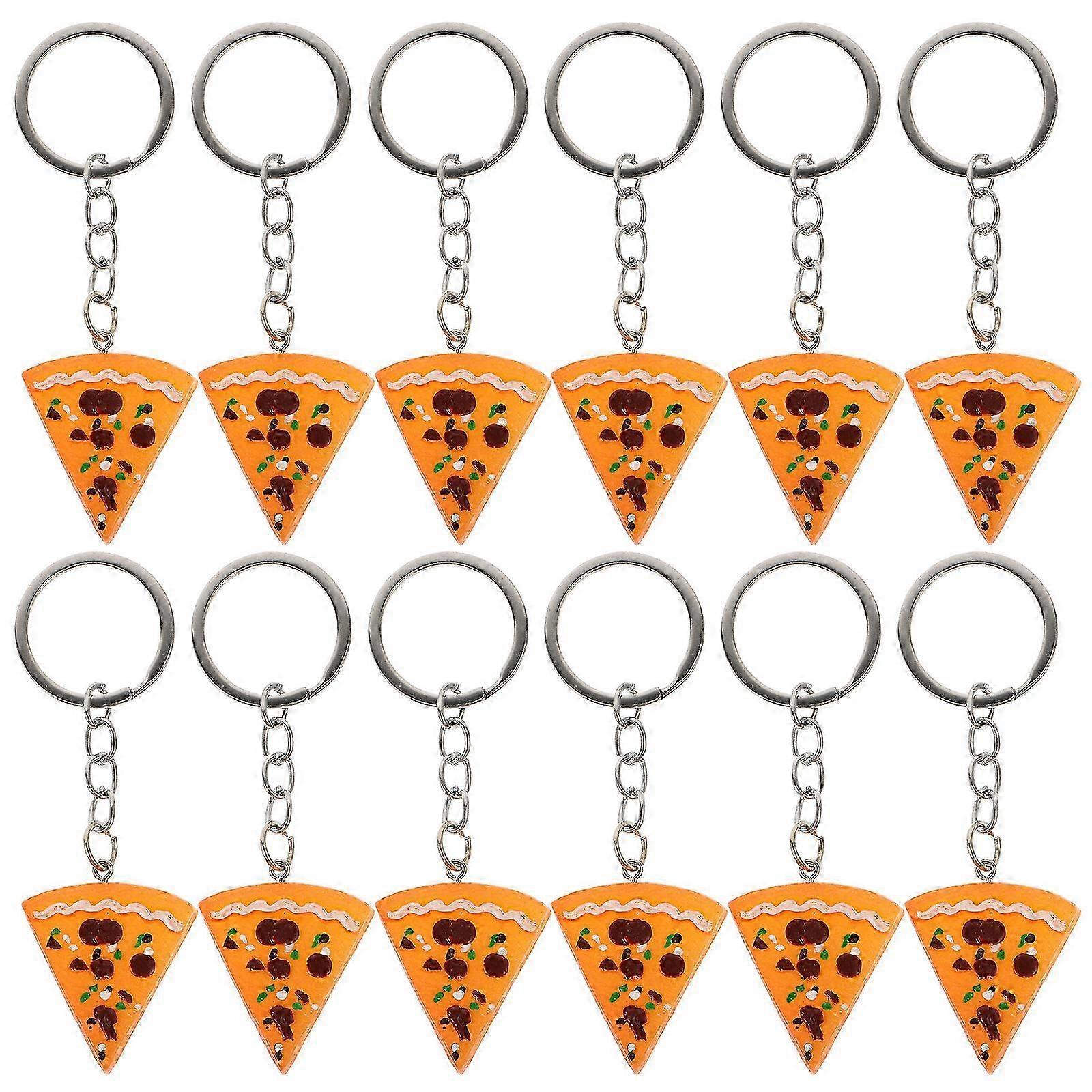 Simulation food keychains for gifts - 12 pcs pizza resin pendants