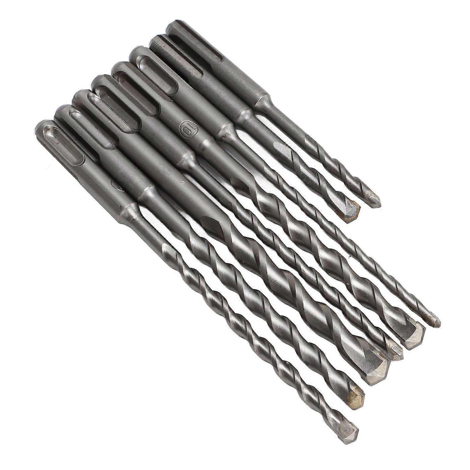 8Pcs Hammer Drill Bit Carbide Tip 2 Flute Drilling Tool Set Kit for Concrete