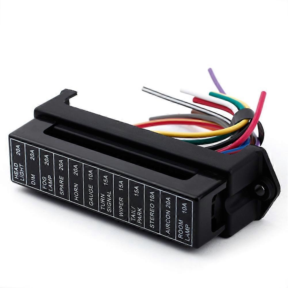 Fuse box for car trailer with 12-way DC32V circuit and ATC ATO blade compatibility