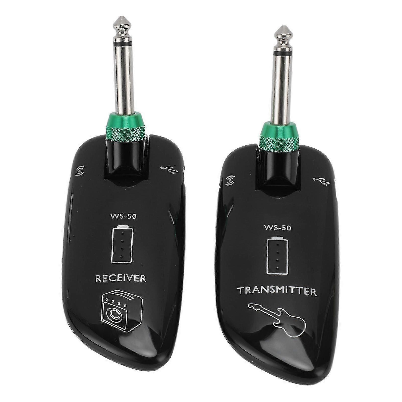 Wireless Guitar System 20 to 20KHz Lossless Rotating Plug and Play Wireless Guitar Transmitter Receiver for 6.35mm Jack