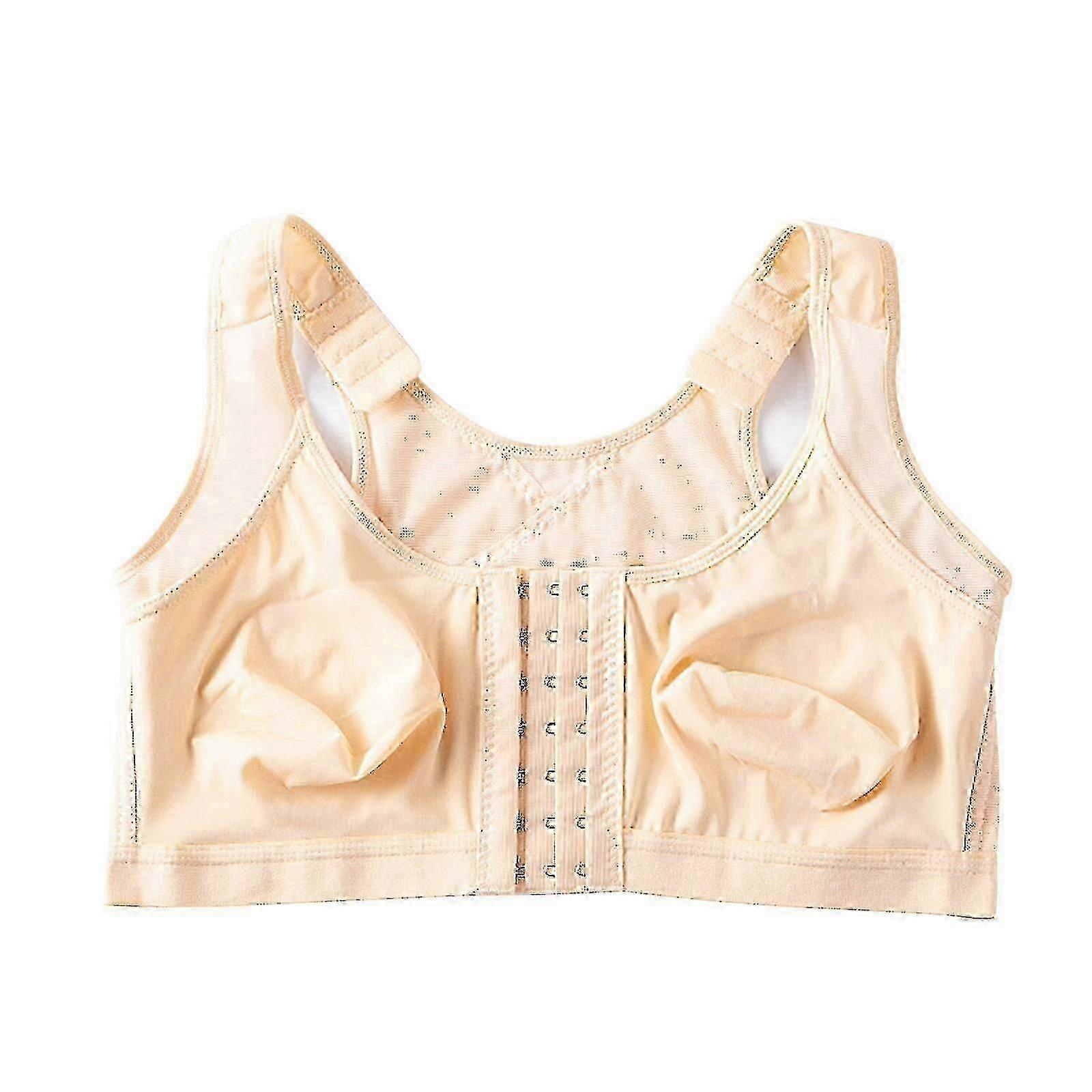 Women's Full Coverage Front Closure Wire Free Back Support Posture Bra, Breathable And Comfortable, Adjustable Tank Top Underwear