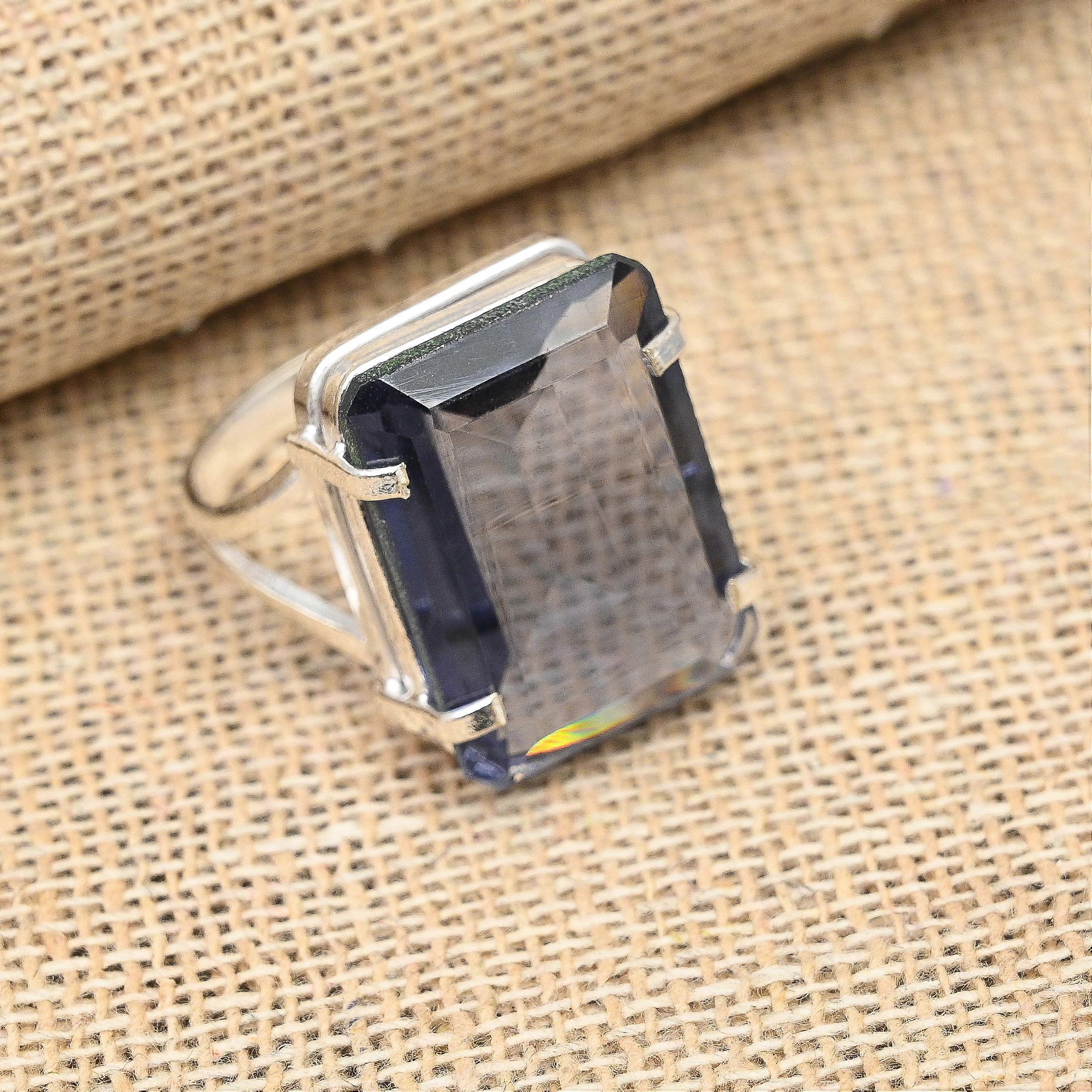 Iolite Gemstone 925 Solid Sterling Silver Ring Handmade Jewelry Ring For Her