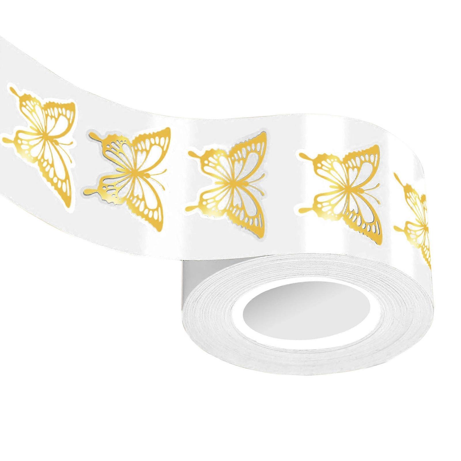 1 Roll Reusable Golden Butterfly Design Sticker Adhesive PVC Decorative Sticker For Crafting Decorating And Organizing Multicolor