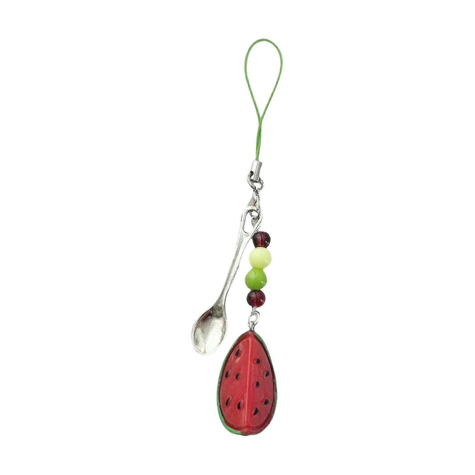 Vibranting Resin Phone Charm Keychain Featuring Watermelon Apples Cheese Artwork for Bag Backpack Strap Multicolor