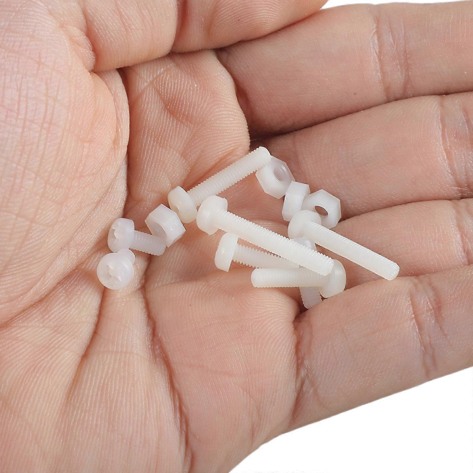 160-teiliges metrisches M3-Sortiment in 8 Größen, Abstandsschrauben und Muttern aus Nylon, Set, Weiß, Weiß, M3