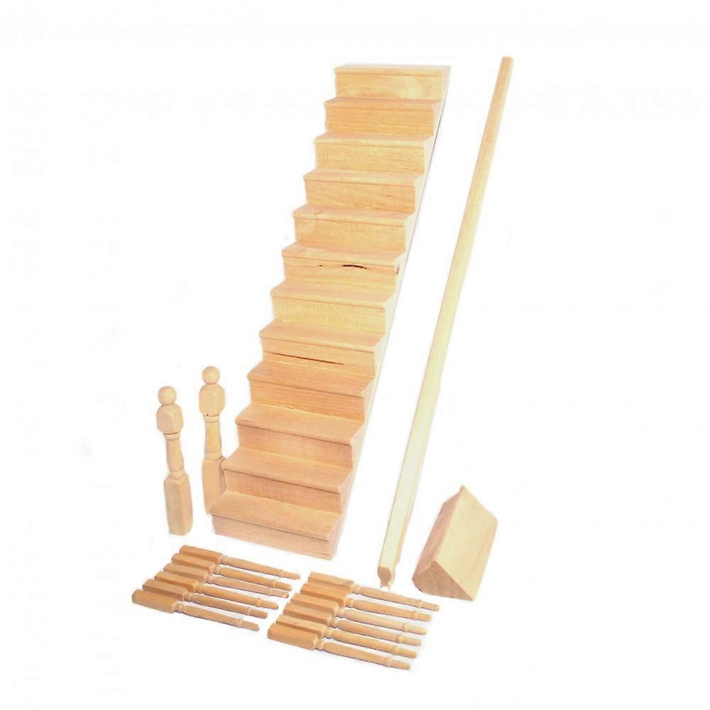 Dolls House Staircase With Curved Bannister Kit Miniature Stairs Diy Builders