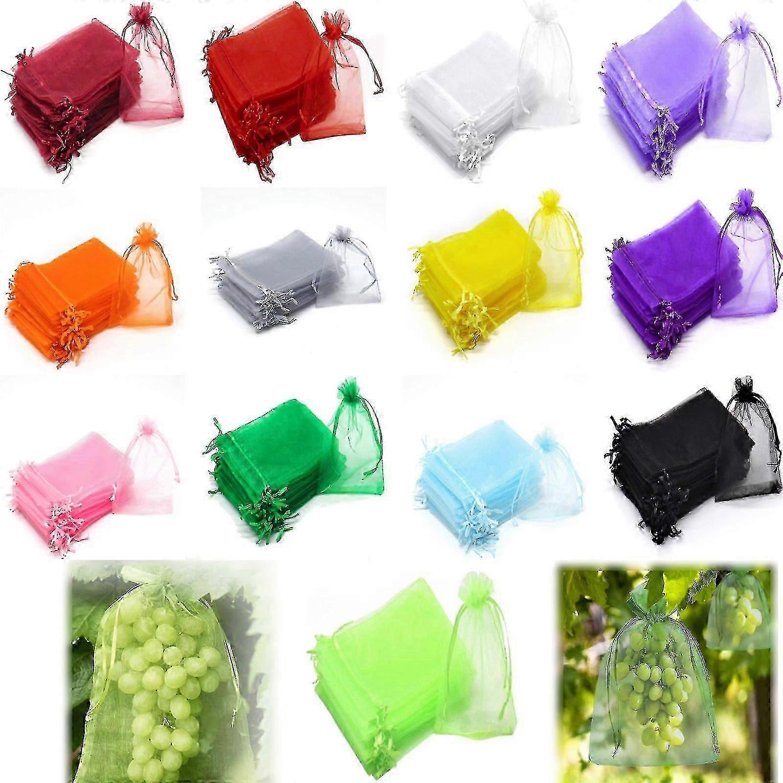 100pcs saco de proteção do cacho 30x20cm/15x20cm/10x15cm saco de organza de fruta de uva com cordão dá proteção total a