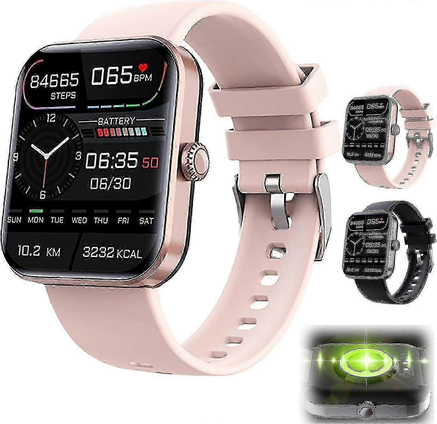 ساعة ذكية لنسبة الجلوكوز في الدم - جهاز مراقبة الصحة Suga Pro 24/7 مع تخطيط القلب الديناميكي وتحليل النوم الذكاء الاصطناعي لمرضى السكر / Athletes_JC