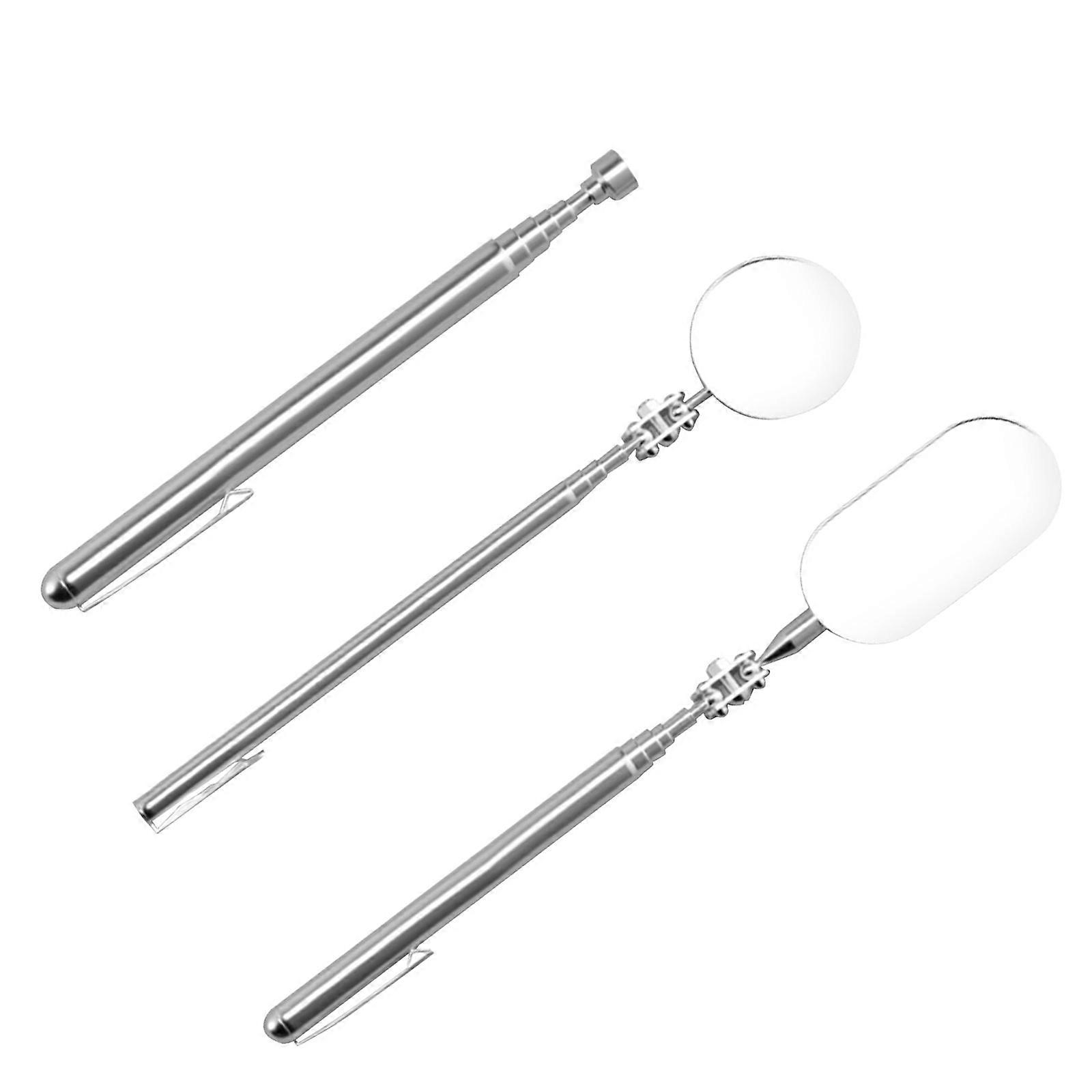 Telescoping Inspection Mirror Adjustable Foldable Handle Heavy Duty Stainless Steel Mechanic Tool For Automotive Multicolor