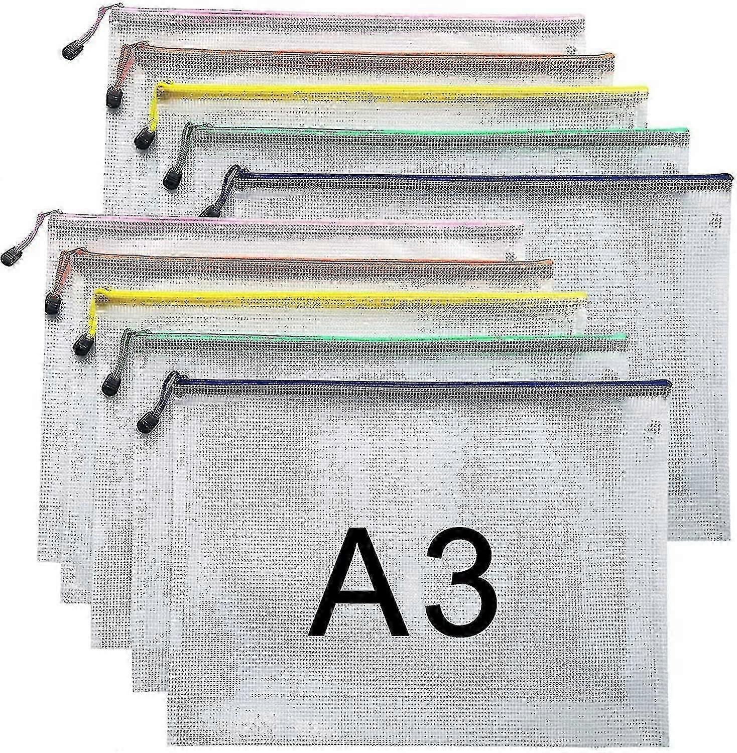 A3 Document Folder File Zipper Bags Plastic Wallets Folder (a3-10pcs)