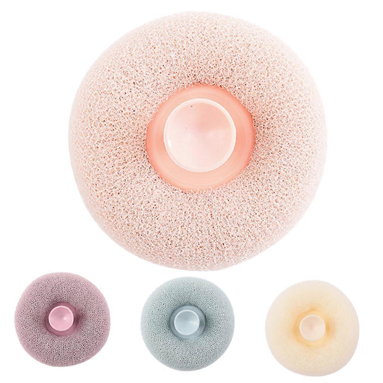 Bath Loofah Pouf Set of 4 Soft Mesh Shower Scrubber Balls for Gentle Exfoliation and Skin Cleansing